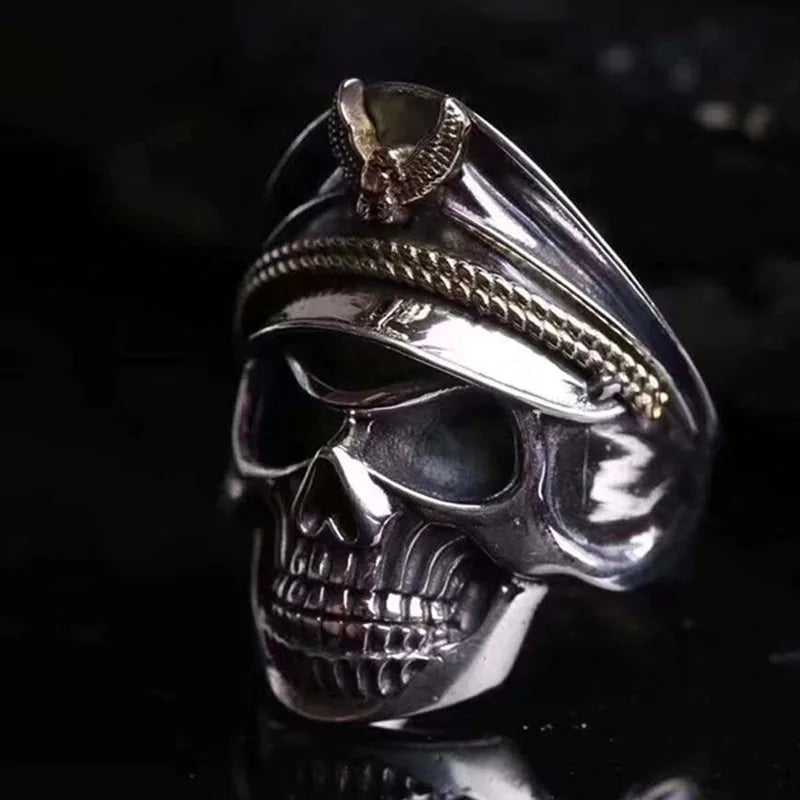 Retro Officer Skull Rings