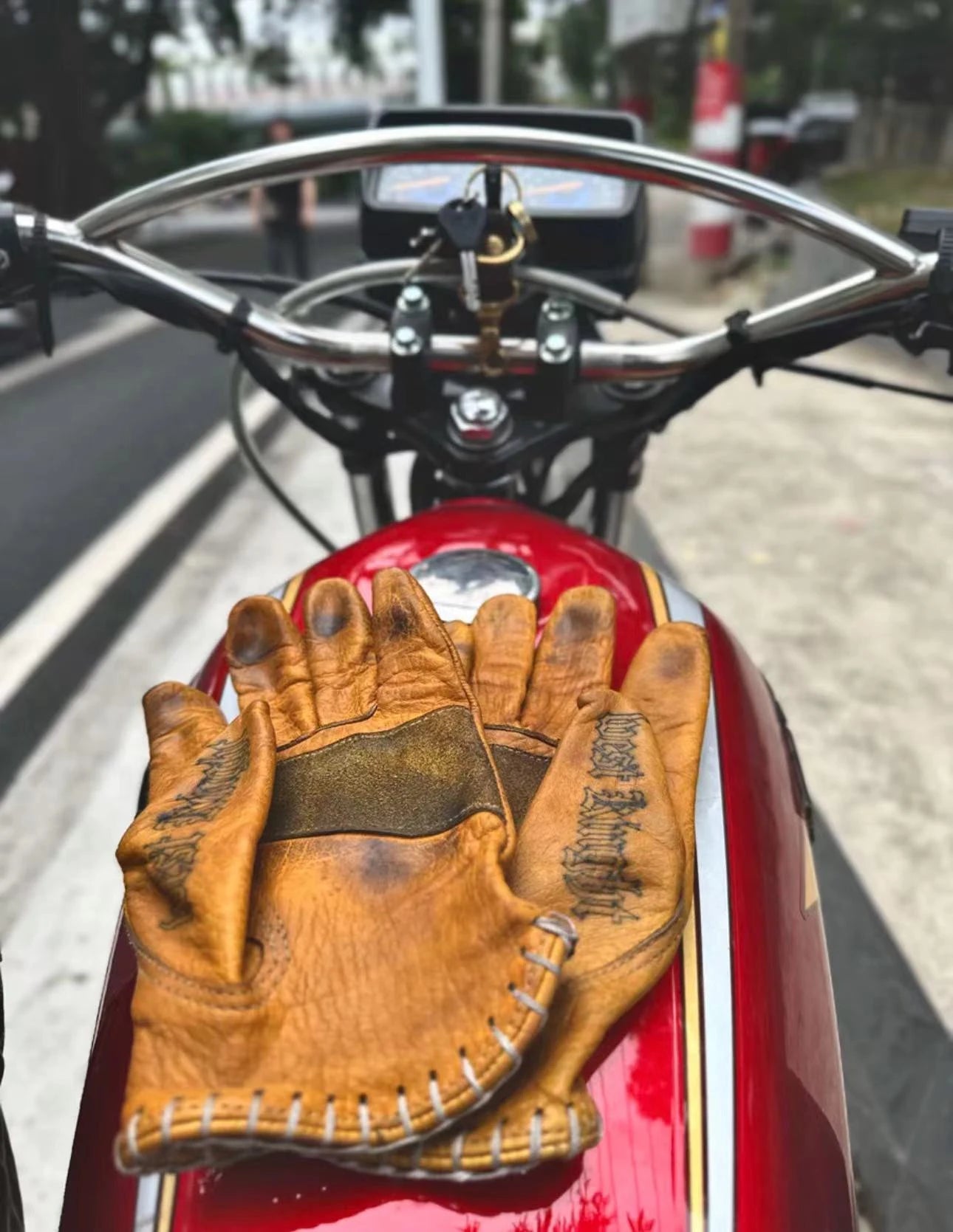 Handmade Vintage Leather Motorcycle Racing Glove
