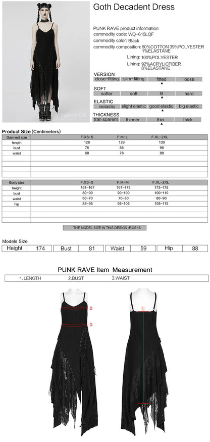Gothic Elegance: Irregular Mesh Slip Dress