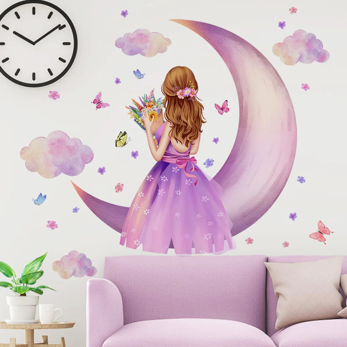 Large Girl Vinyl Tile Child Wall Stickers For Girl Room