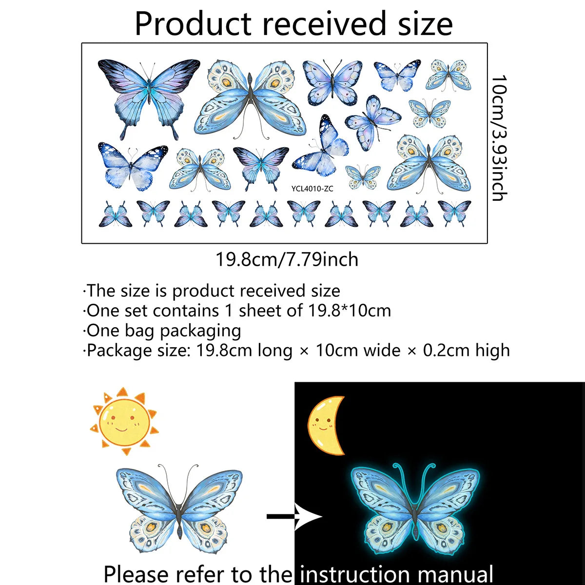 Blue Light Butterfly Luminous Wall Stickers for Kids Rooms