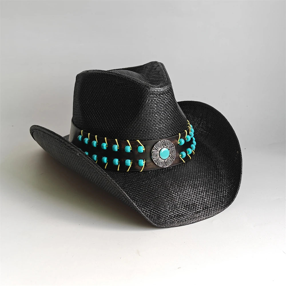 Western Cowboy Hat — Unisex Straw Wide Brim