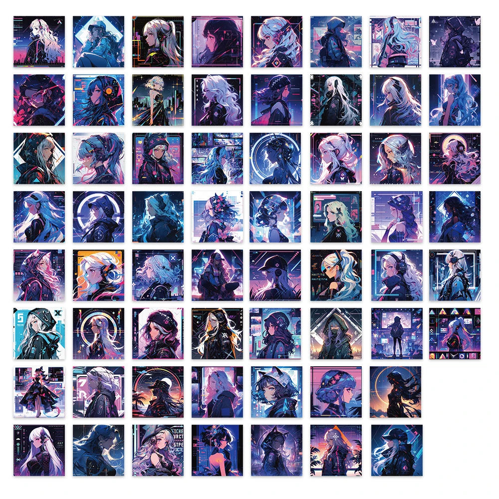 Cyberpunk Girl Varied Stickers