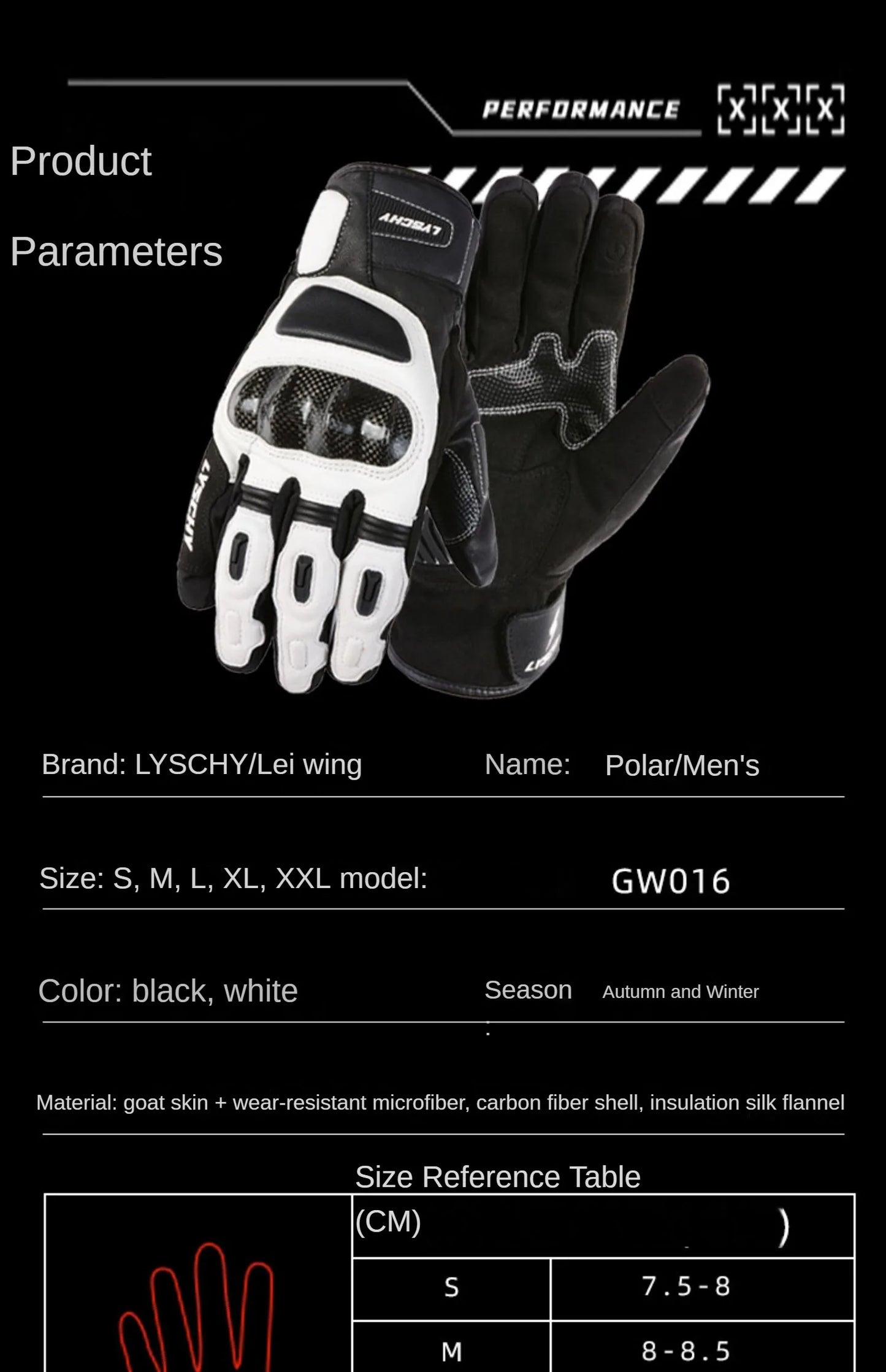 LYSCHY Winter Waterproof Leather Motorcycle Gloves
