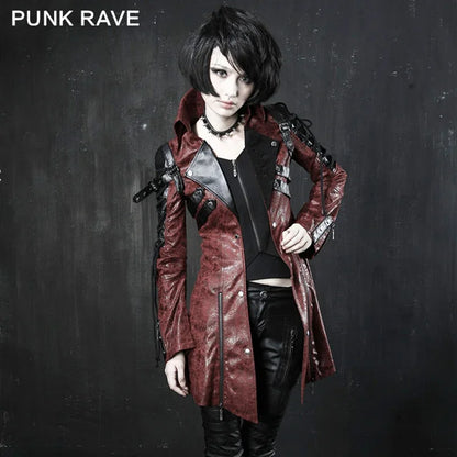 Vampire Red Punk Studded Long Coat