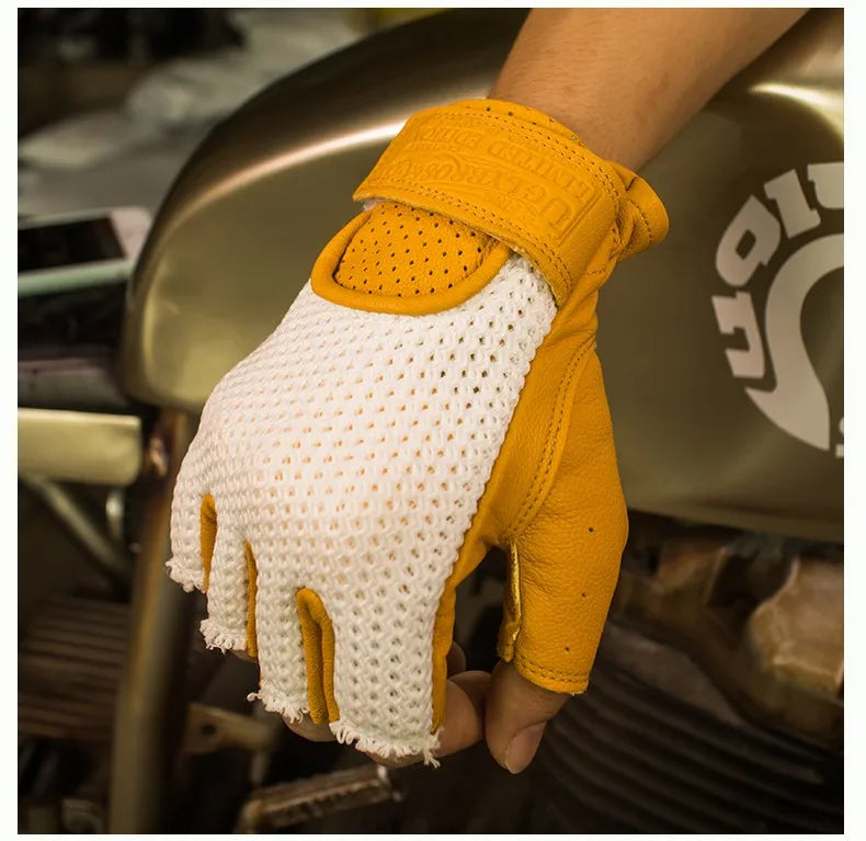Retro Breeze Half-Finger Motorcycle Gloves