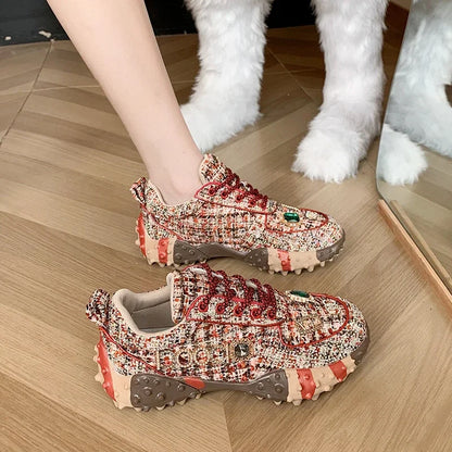 Spring Autumn New Explosive Rhinestones Shoes Women's Trendy Diamond-studded Vulcanized Shoes Thick Sole Female Sneakers