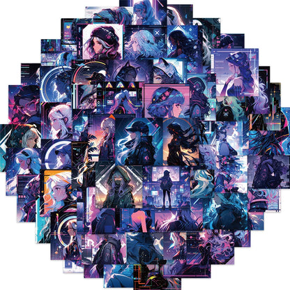 Futuristic Cyberpunk Girl Sticker Pack - 10/62 PCS