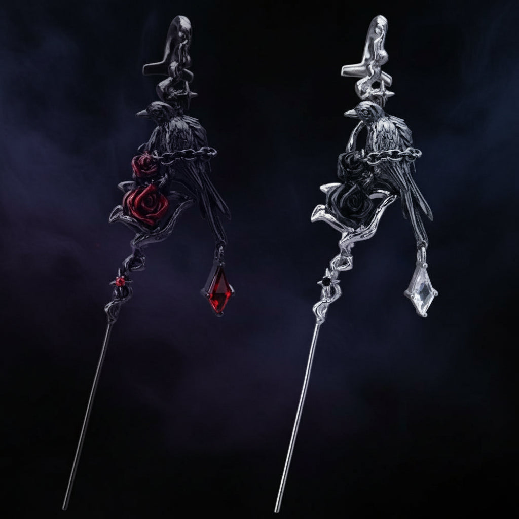 Thorn Rose Stud Earrings — Gothic Punk