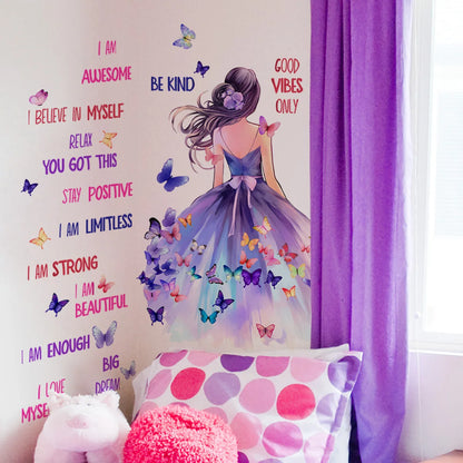 Purple Skirt Princess Wall Stickers for Girls Room