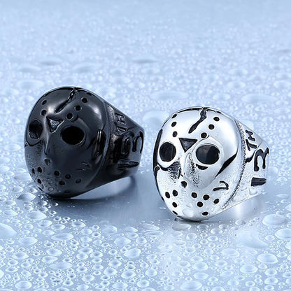 Punk Black Friday Killer Jason Mask Ring For Men Stainless Steel Retro Jason Mask Rings Biker Jewelry Creative Gift Wholesale