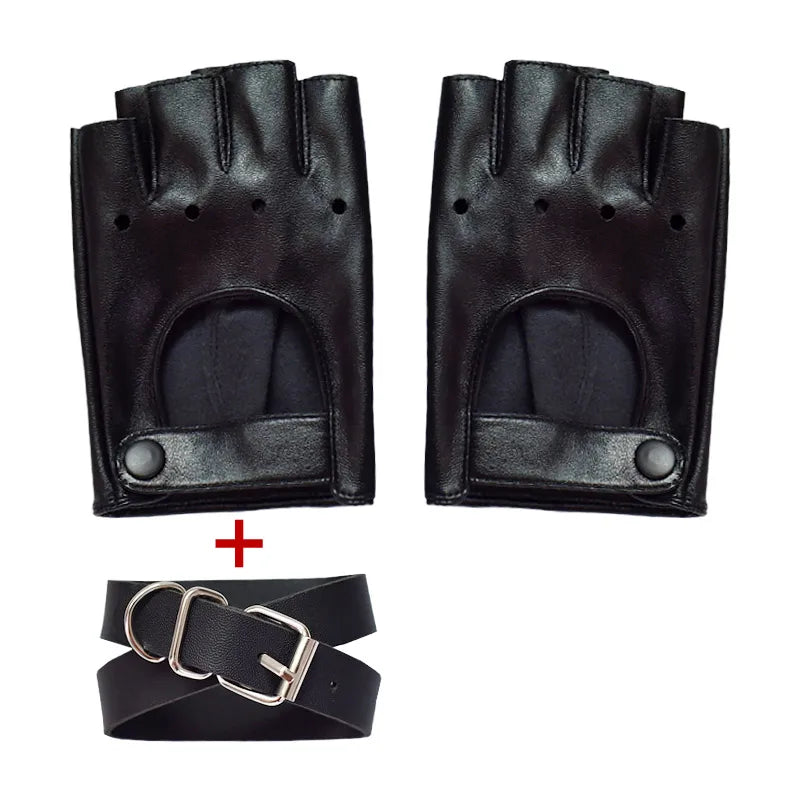 Spice Punk Gothic Half Finger Leather Gloves