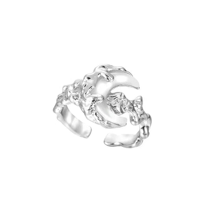 Celestial Trio: Sun, Moon & Stars Textured Ring