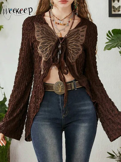 T-shirt Cardigan Grunge Butterfly