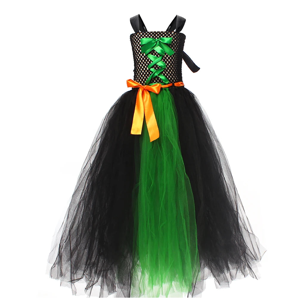 Fairytale Green Witch Dress with Hat Broom