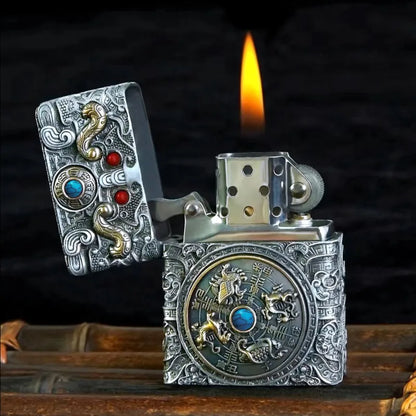 Double Sided Armor Rotatable Gyro Windproof Kerosene Lighter