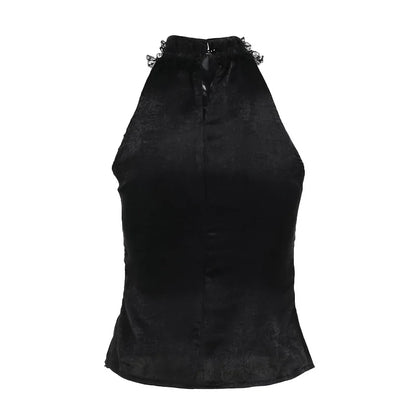 Nostalgic Lace Gothic Crop Tank for Retro Street Style