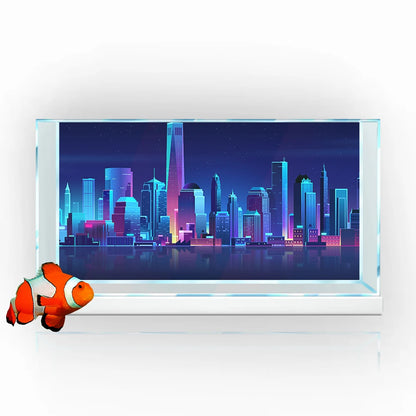 Aquarium Background Sticker, Night City Neon Cyberpunk