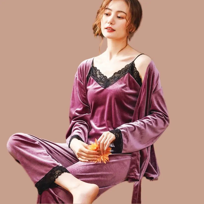 Velvet Pajamas Set - Sexy Full Sleepwear