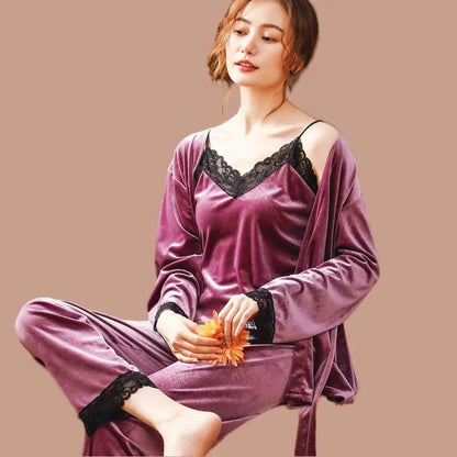 Velvet Pajamas Set - Sexy Full Sleepwear