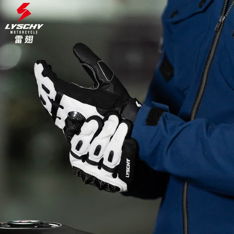 LYSCHY Winter Waterproof Leather Motorcycle Gloves
