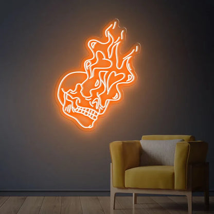 Custom Neon Skull Light - Handmade Wall Art Decor