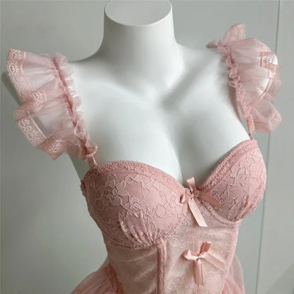Velvet Lace Corset & Panty Set - Pure Desire