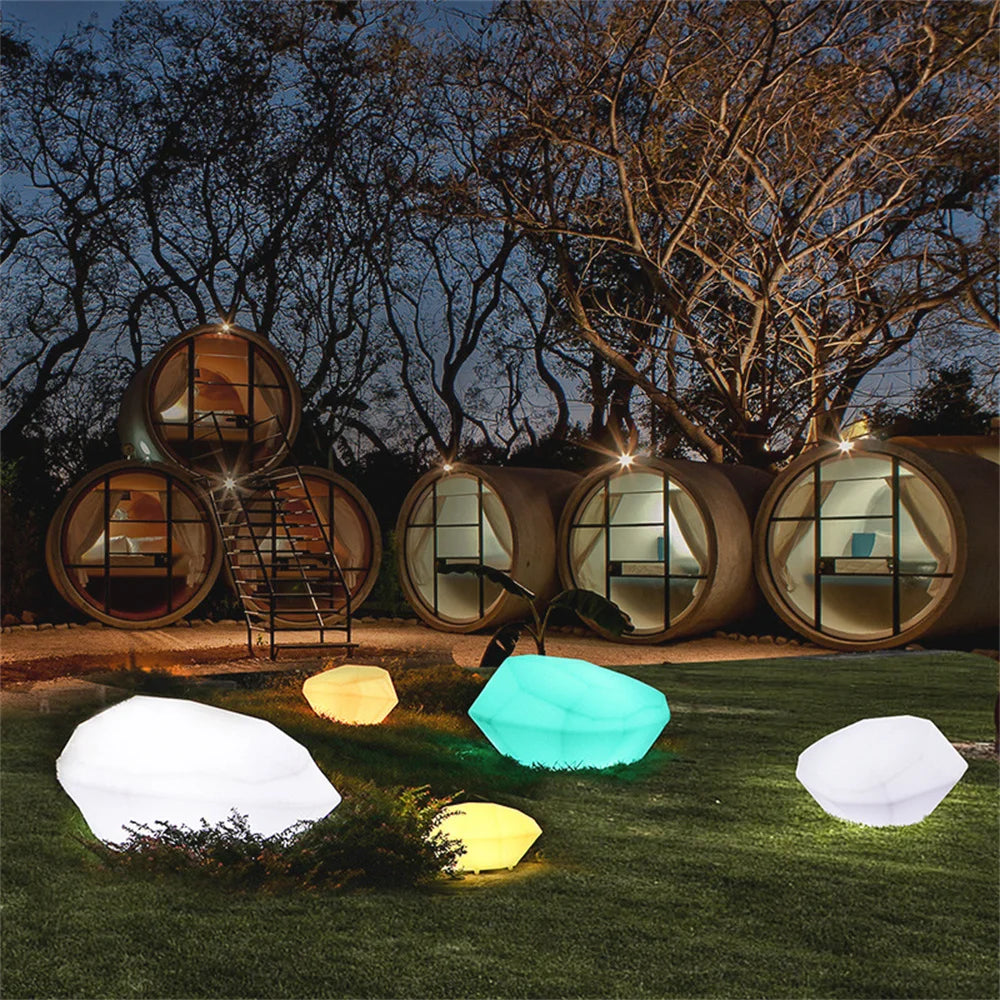 LED Glowing Stone Shape Light Outdoor Garden