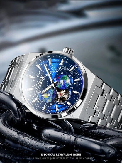New Rotating Earth Dial Men Watches Top Brand
