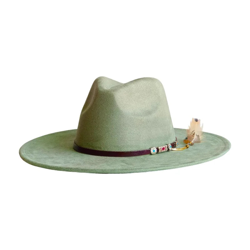 Wide Brim Suede Fedora — 36 Colors