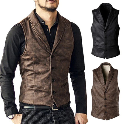 Vintage Suede Slim Fit Men's Vest