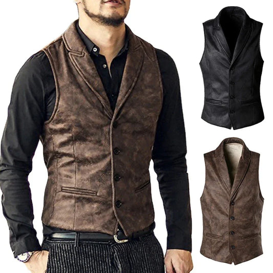 Vintage Suede Slim Fit Men's Vest