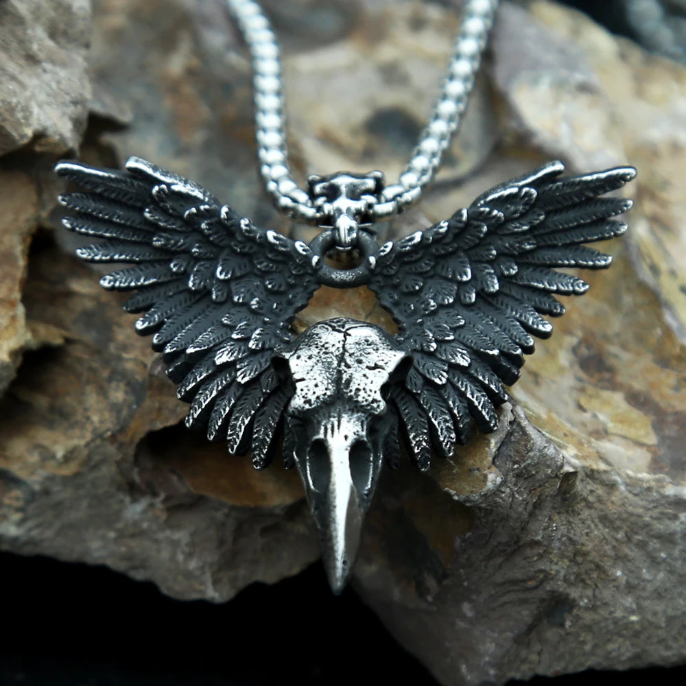Punk Vintage Raven Skull Necklace