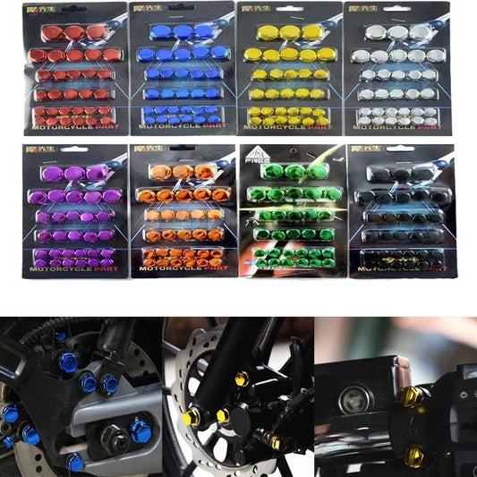 Vibrant Motorcycle Nut Cover Set - 30PCs Color Caps