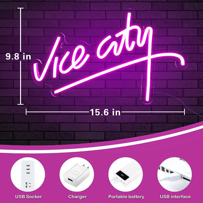Pink Vice City Neon Sign Led Lights