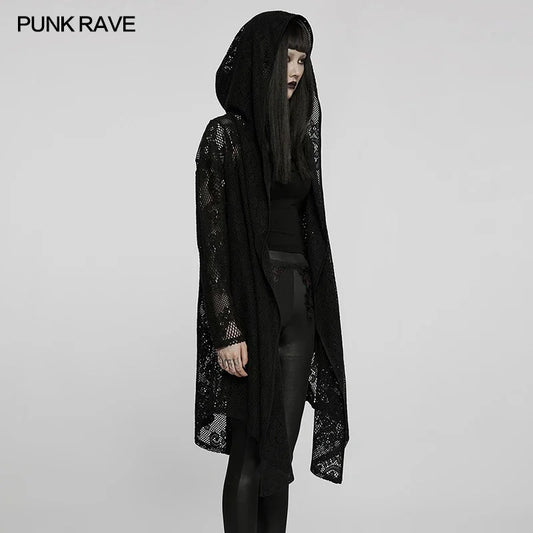 Gothic Loose Pockets Mesh Hooded