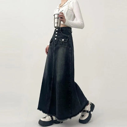 High-waisted Cargo Denim Skirt