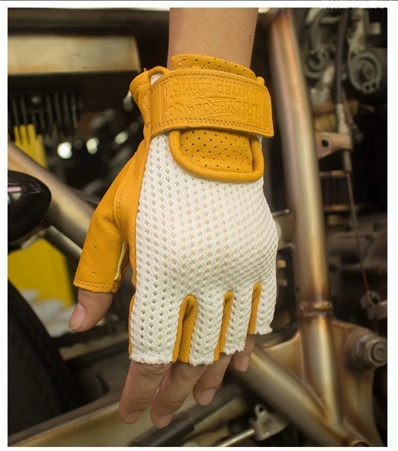 Retro Breeze Half-Finger Motorcycle Gloves