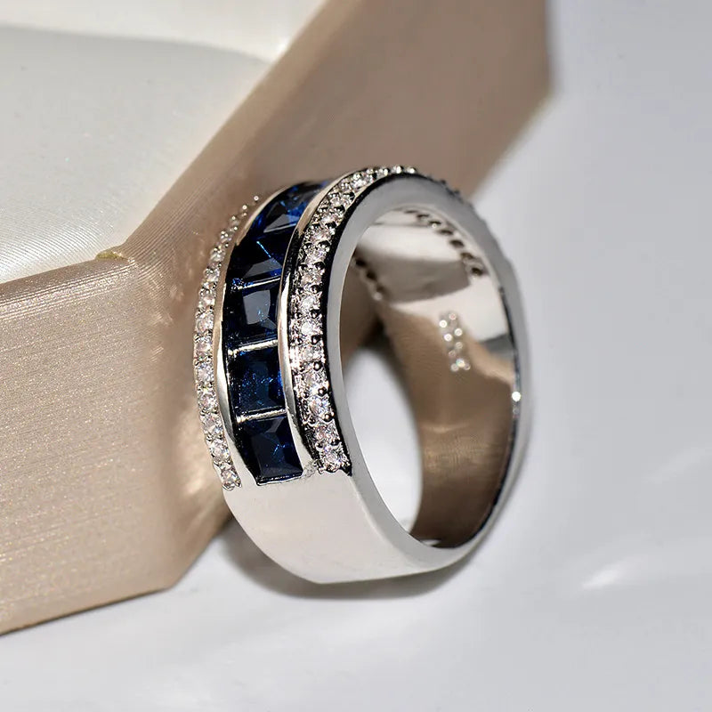Zirconia Crystal Wide Sterling Plata Ring