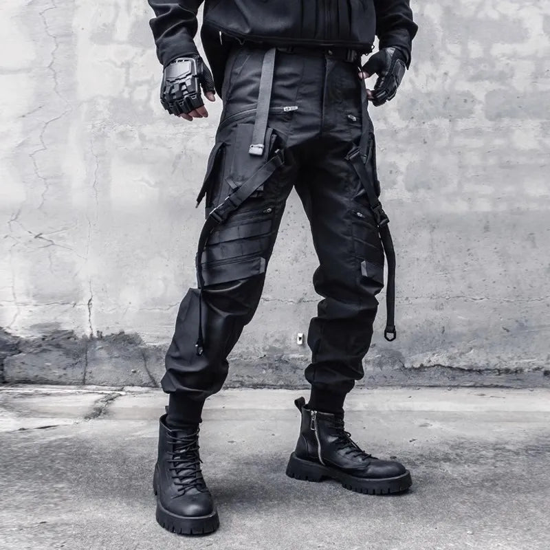 Cargo Pants Men Fashion Tactical Ribbons Design