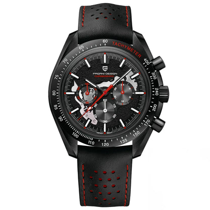 Pagani Moon Black Skeleton Quartz Chrono Watch