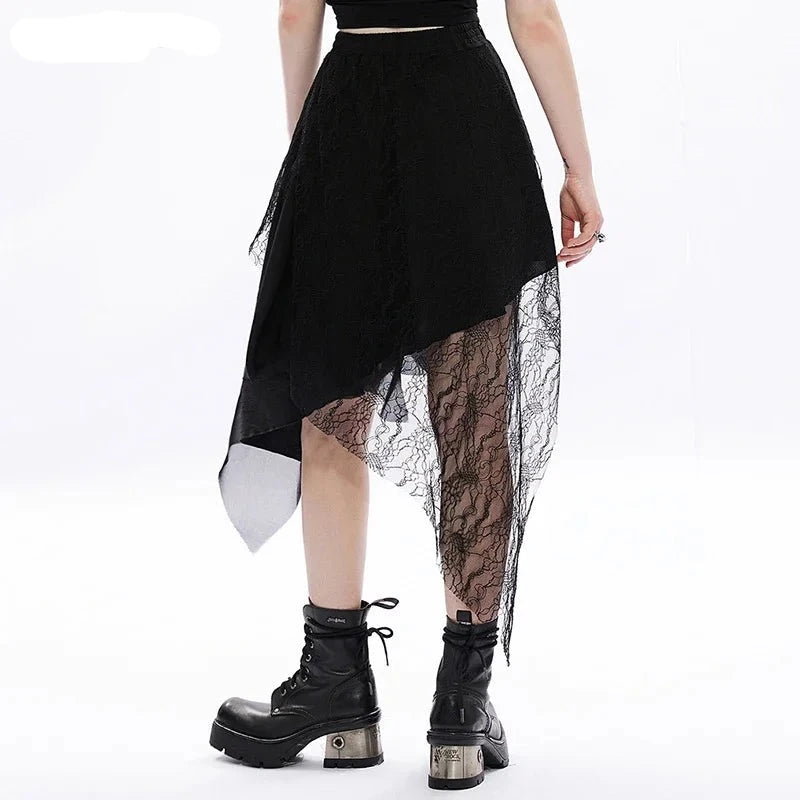 Dark Layered Three Layer Splicing High Waist Skirt