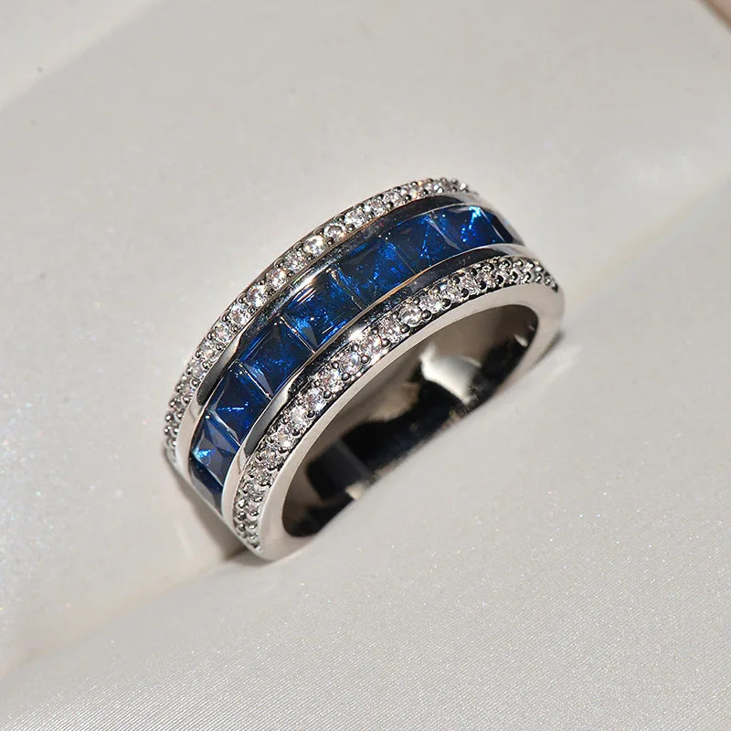 Zirconia Crystal Wide Sterling Plata Ring