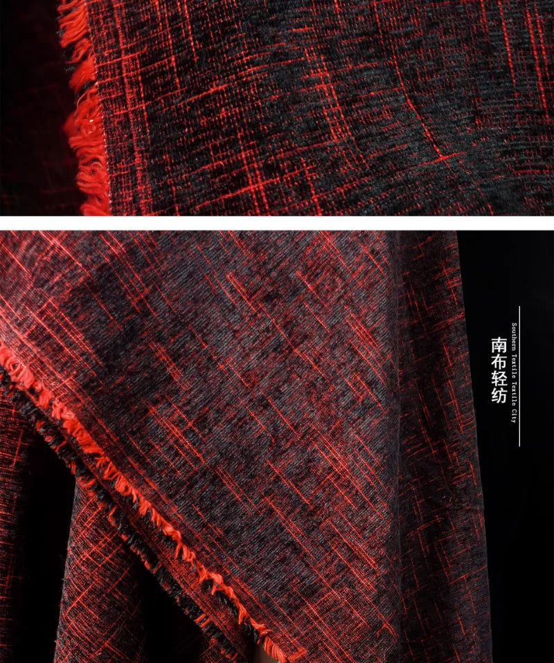 “Rich Red Velvet Textured Apparel Fabric for DIY”