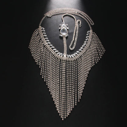 Indian Bridal Long Tassel Mask Chain Belly Dance Face Accessories Exotic Lady Geometric Rhinestone Veil Masks Halloween Jewelry