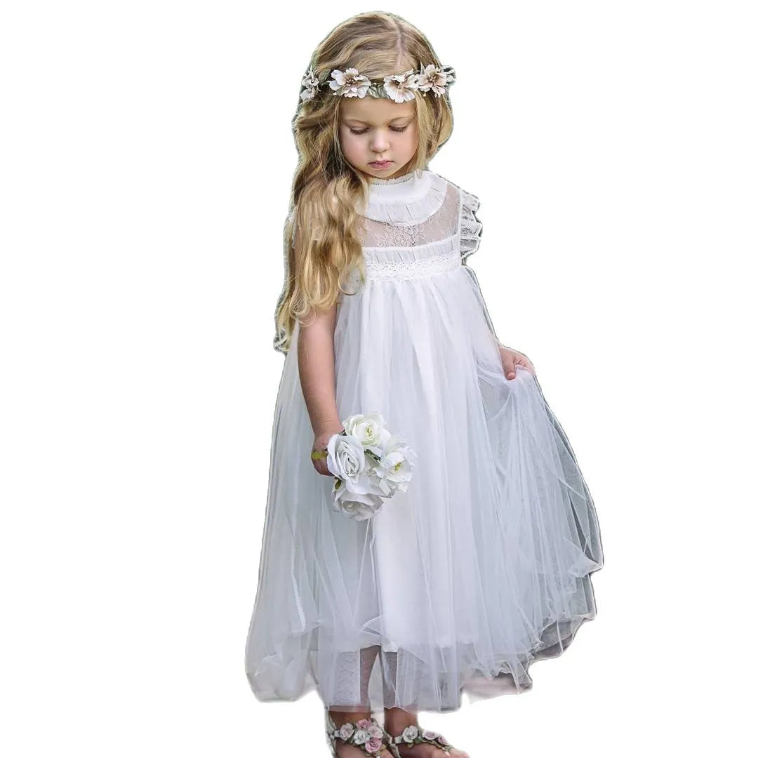 Tulle Lace Sleeveless Princess Flower Girls