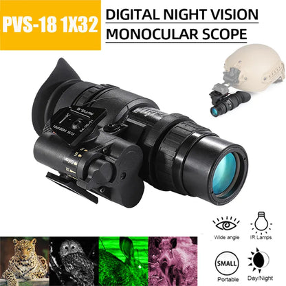 1X32 Infrared Digital Night Vision Goggles NVG Scope Monocular PVS-18