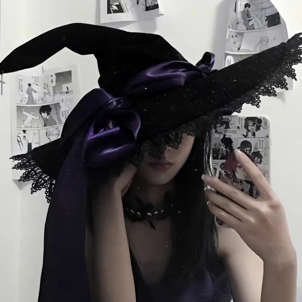 Handmade Lace Witch Pointed Hats