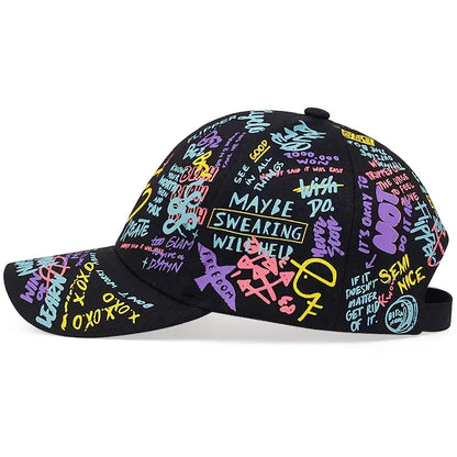 Unisex Letter Baseball Cap Graffiti Sun hats Hip Hop Cap Visor Spring Hat Men Adjustable Snapback Cotton Cap For Women Men Hat