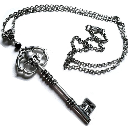 Silver Skeleton Key Pendant Necklace